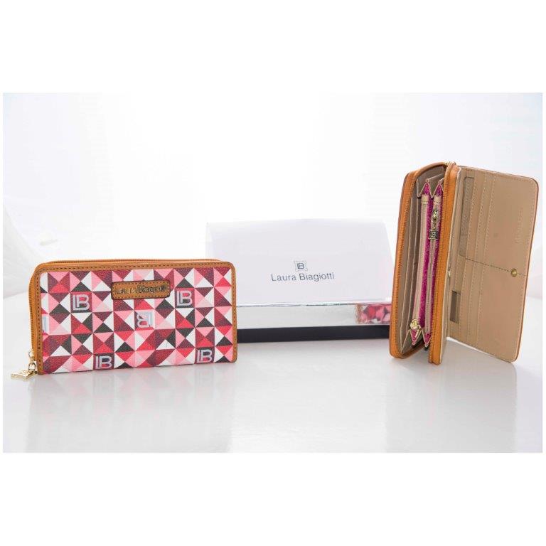 Portafoglio donna Laura Biagiotti rosa pesco fantasy
