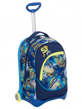 Zaino con carrello trolley jack junior boy blu seven sj