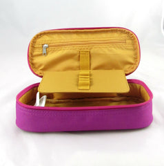 Astuccio portapenne ovale Invicta face faccine fuxia con organizzazione interna