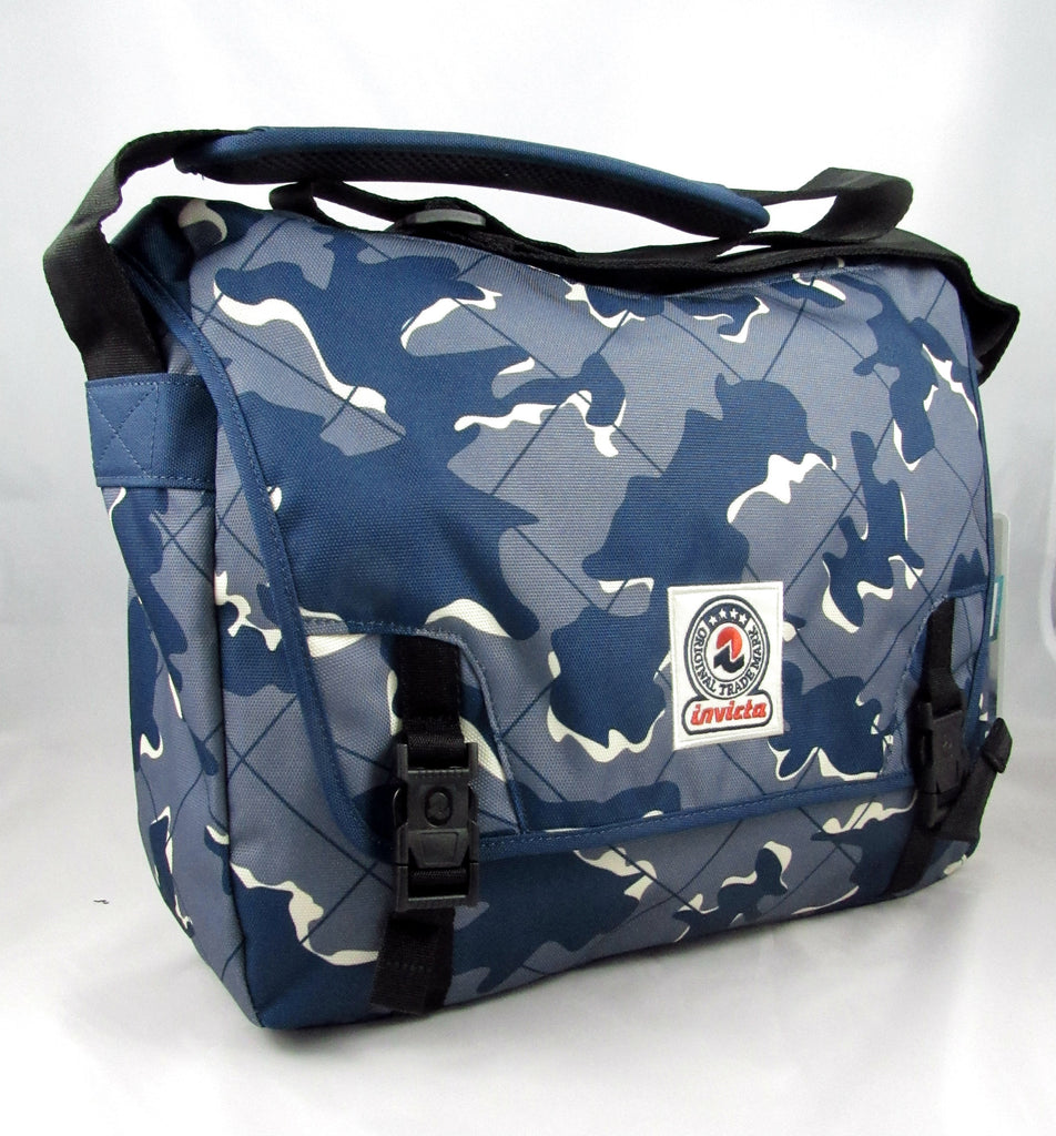 Fox Shoulder Invicta tracolla postina blu con porta pc e tablet scuola e tempo libero