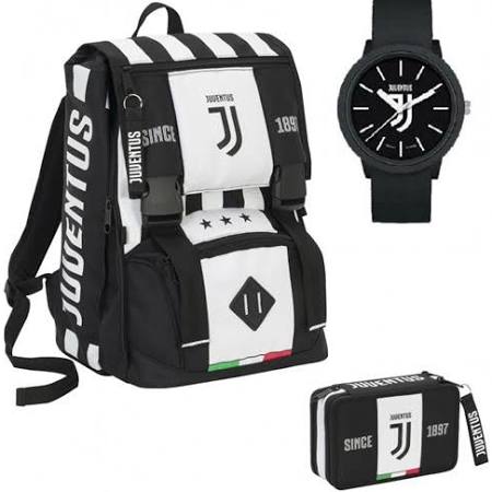 Coordinato zaino Juventus seven Schoolpack + Astuccio 3 Zip + Orologio