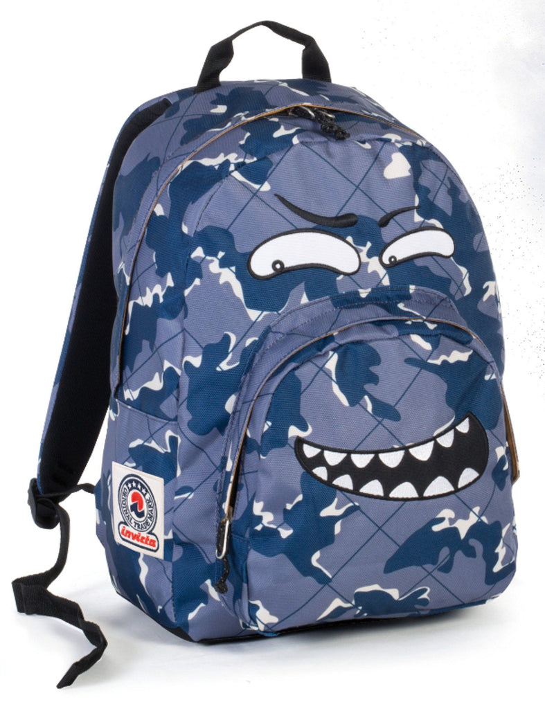 Zaino tondo invicta  face faccine blu fantasia