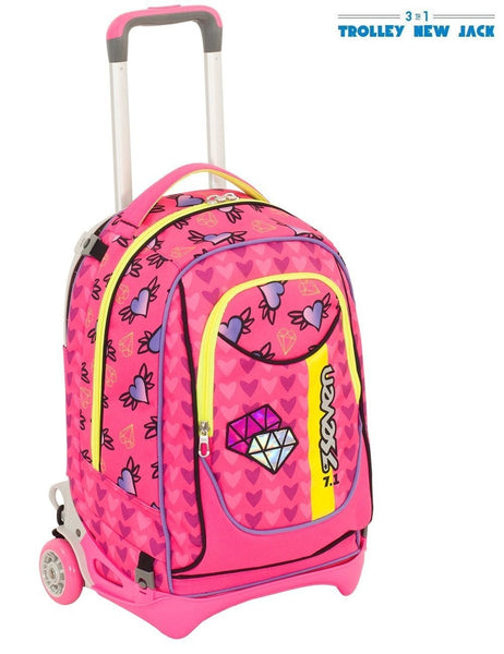 ZAINO CARRELLO TROLLEY SEVEN NEW JACK - SHIFTY GIRL - Rosa - SGANCIABILE e  LAVABILE