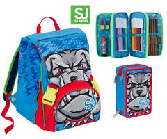Coordinato schoolpack Seven ANIMALI DA SJ BOY zaino estensibile con flip system + astuccio 3 zip