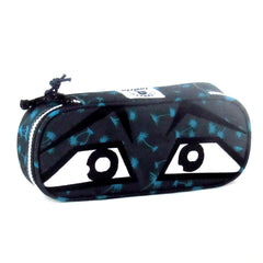 Astuccio portapenne ovale Invicta face faccine yap con organizzazione interna blu scuro fantasy palme