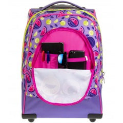 ZAINO TROLLEY TRE RUOTE CARRELLO  FACCE zaino VIOLA faccine GIRL seven SJ