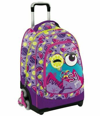 ZAINO TROLLEY TRE RUOTE CARRELLO  FACCE zaino VIOLA faccine GIRL seven SJ
