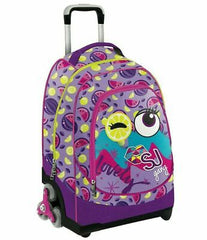 ZAINO TROLLEY TRE RUOTE CARRELLO  FACCE zaino VIOLA faccine GIRL seven SJ