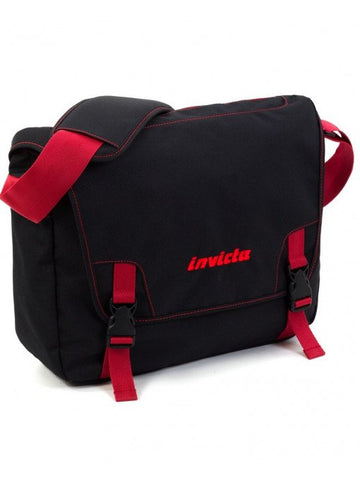 Fox Shoulder Invicta tracolla postina nero rosso-scuro con porta pc e tablet scuola e tempo libero