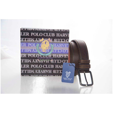 Cintura Harvey Miller Polo Club con confezione regalo marrone