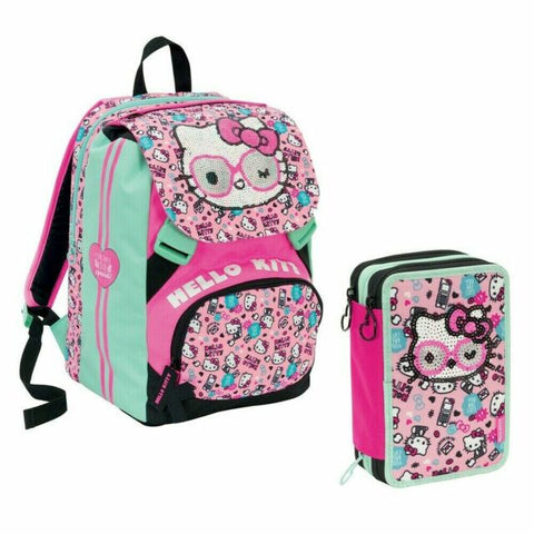 Coordinato zaino Hello Kitty seven + astuccio 3 zip