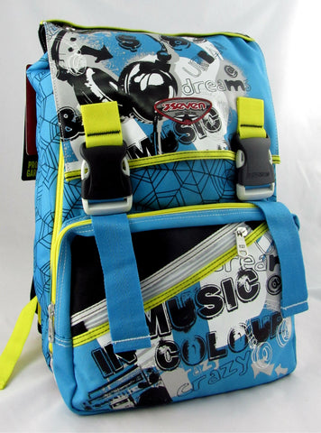 Zaino Seven scuola sdoppiabile Big - URBAN MIX - Azzurro e Giallo - estensibile