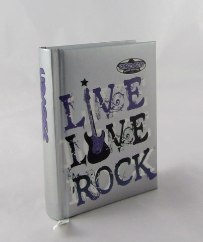 Mini Diario agenda Seven Green music LIVE LOVE ROCK nero fantasia 12 mesi. Con mini stick e mini post it all'interno!