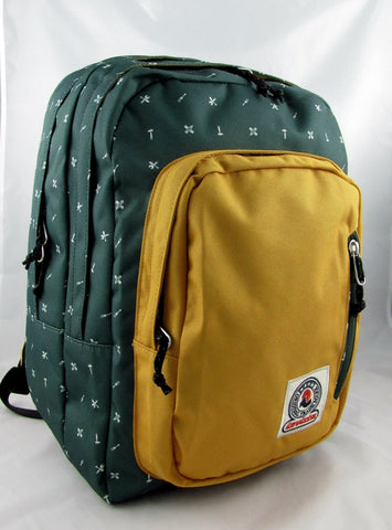 Zaino tondo Invicta Flip Fantasy Verde Giallo - tasca porta pc e Tablet  - scuola e tempo libero 30 LT