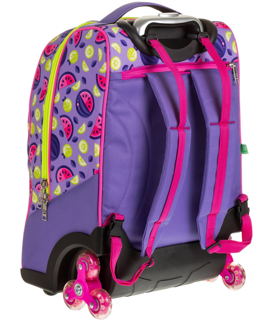 ZAINO TROLLEY TRE RUOTE CARRELLO FACCE zaino VIOLA faccine GIRL